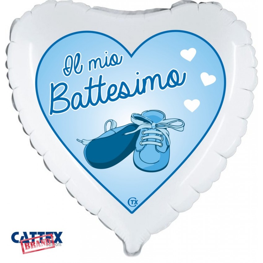 Palloncini Decorati CTX+ - Battesimo Bimbo Cuore (18”)